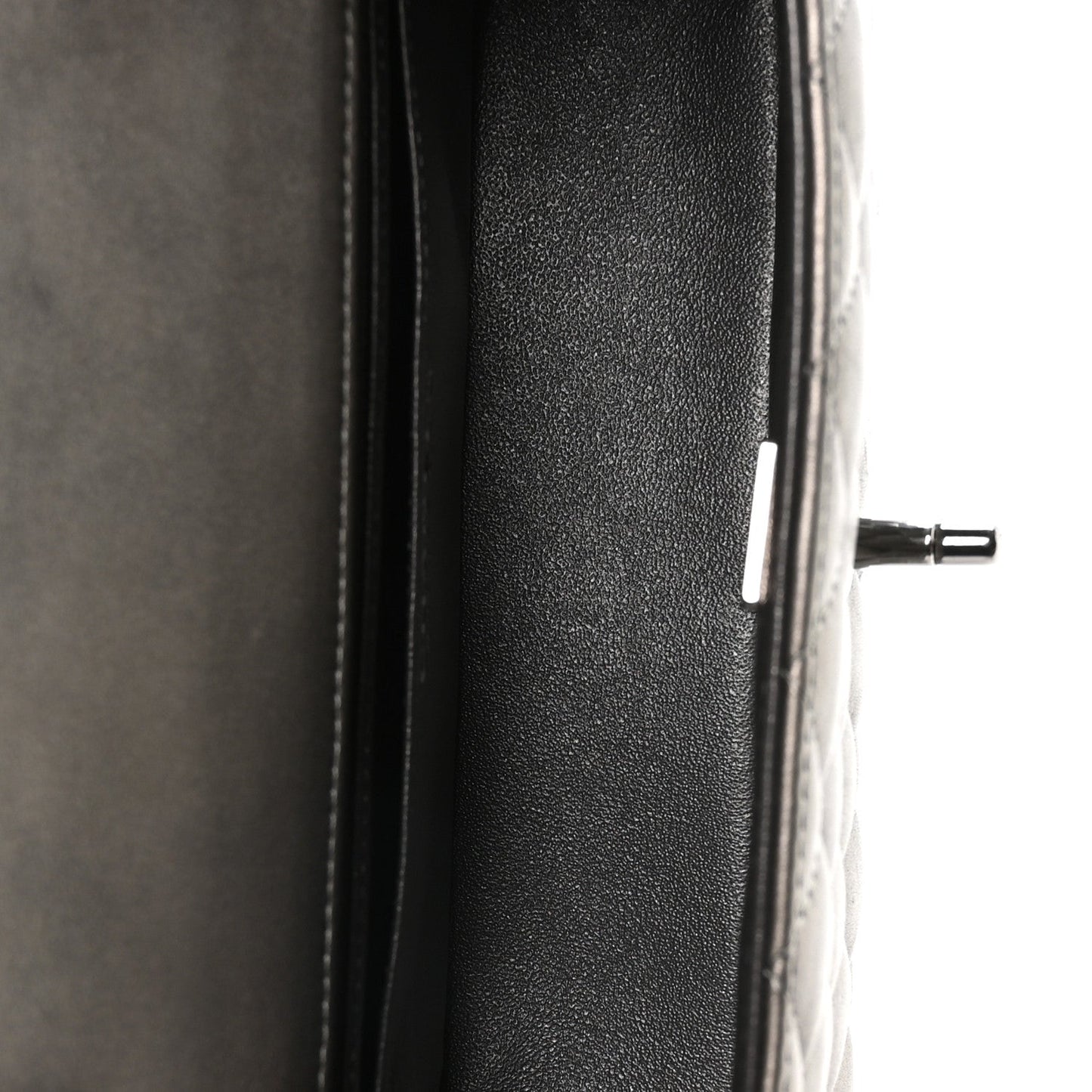 Metallic Lambskin Quilted Mini Rectangular Flap Silver