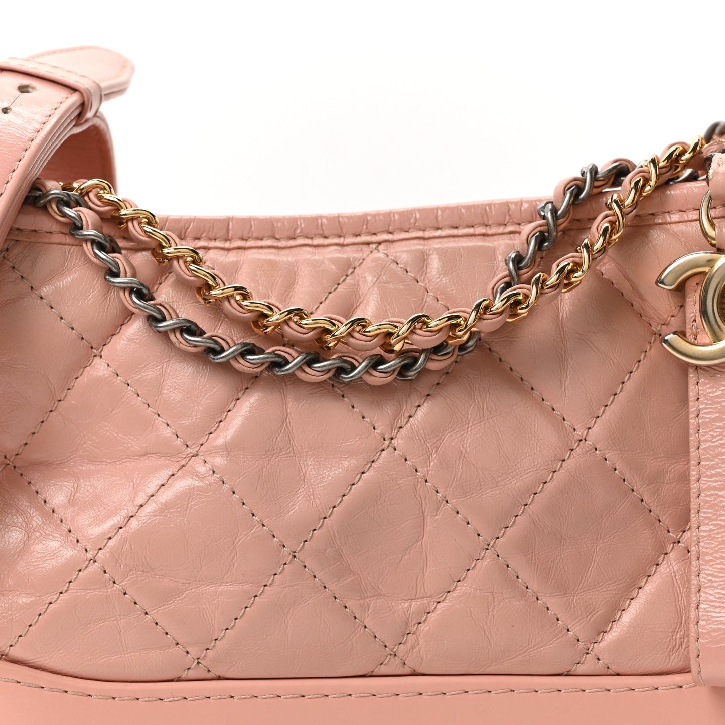 Aged Calfskin Quilted Small Gabrielle Hobo Pink