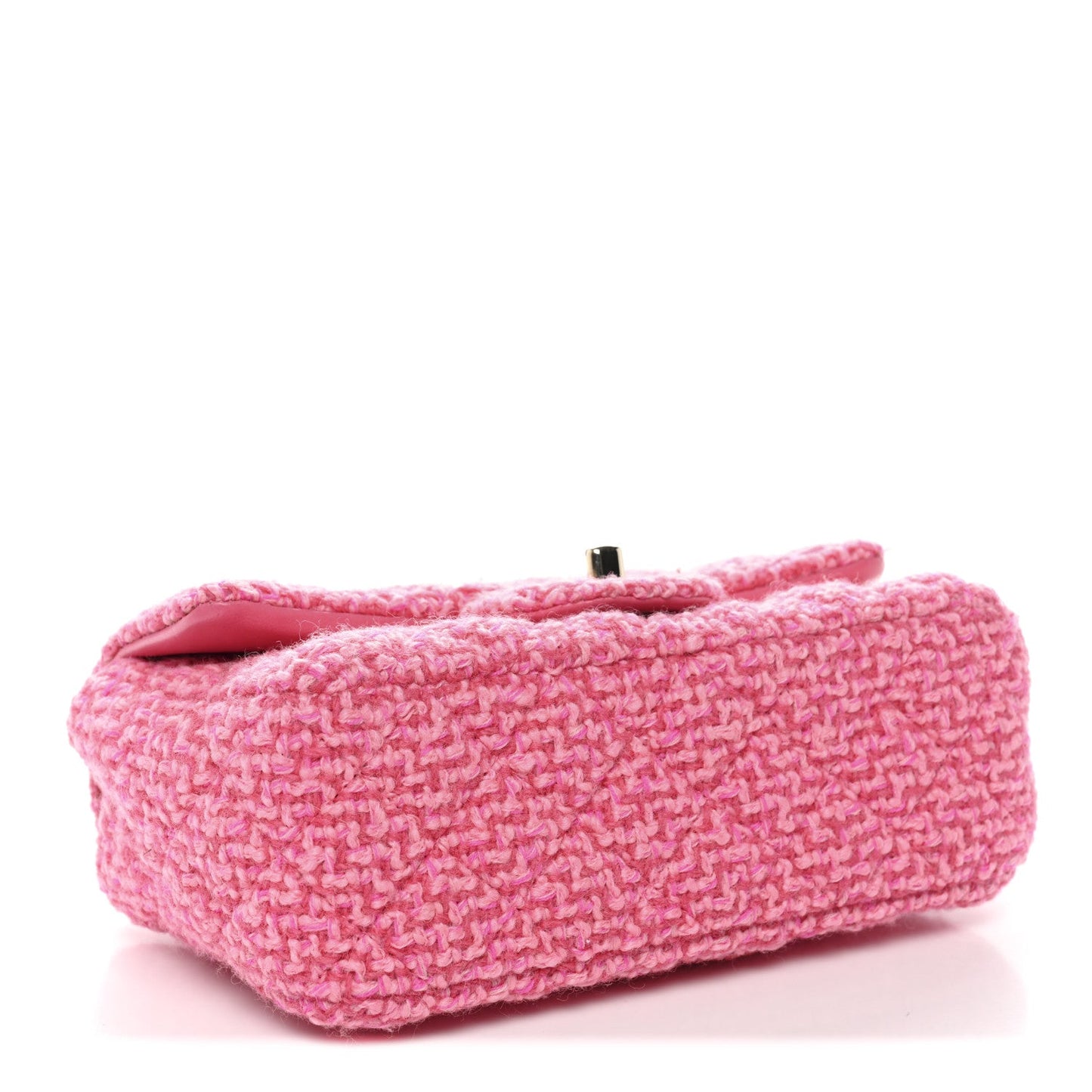 Wool Tweed Quilted Mini Rectangular Flap Dark Pink Fuchsia
