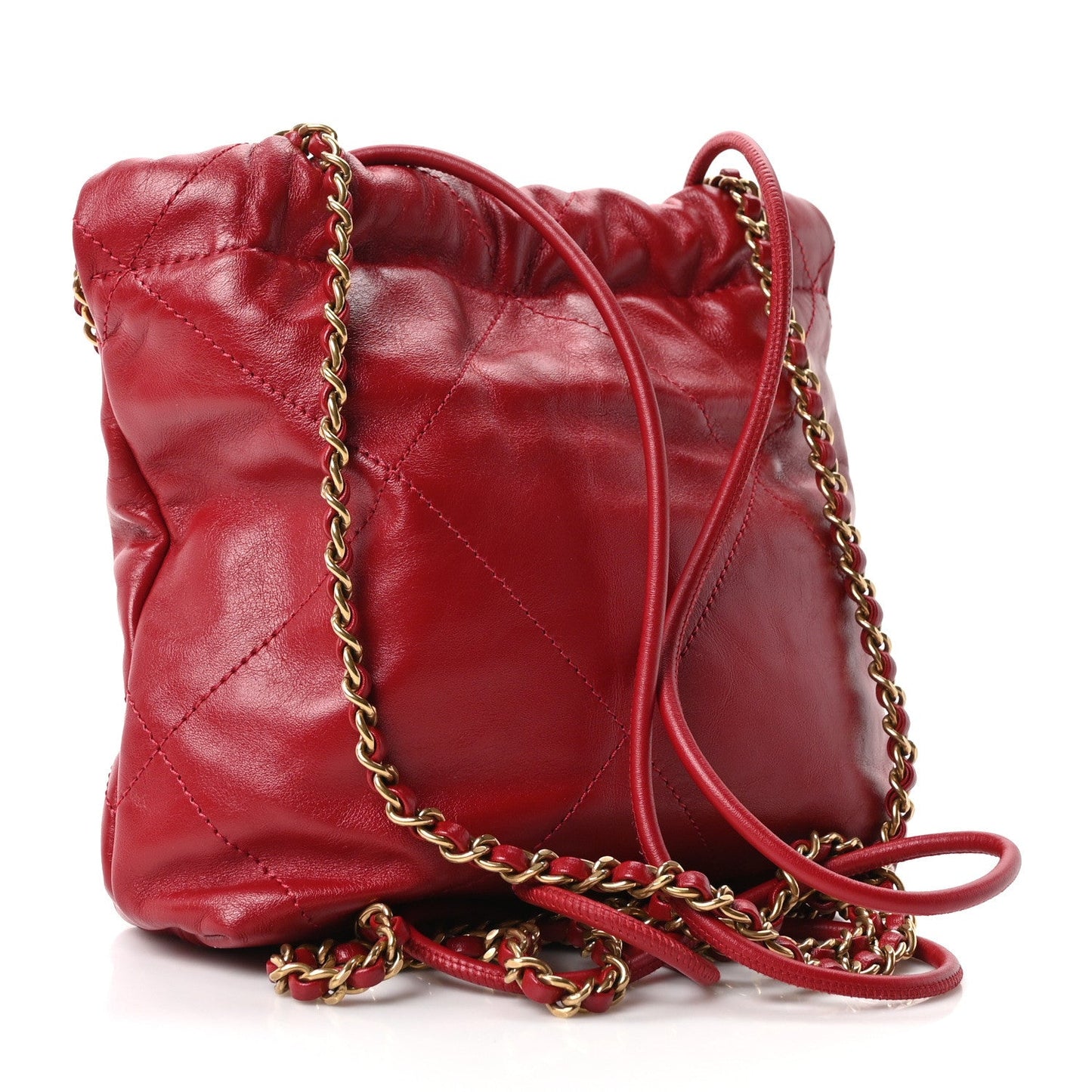Shiny Calfskin Quilted Mini Chanel 22 Red