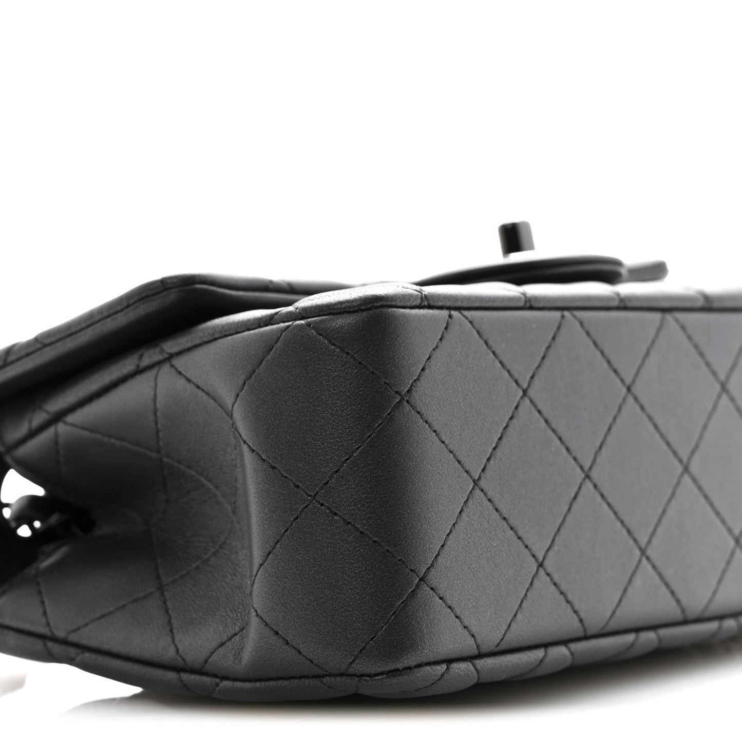 Pearly Lambskin Quilted Mini Rectangular Flap So Black