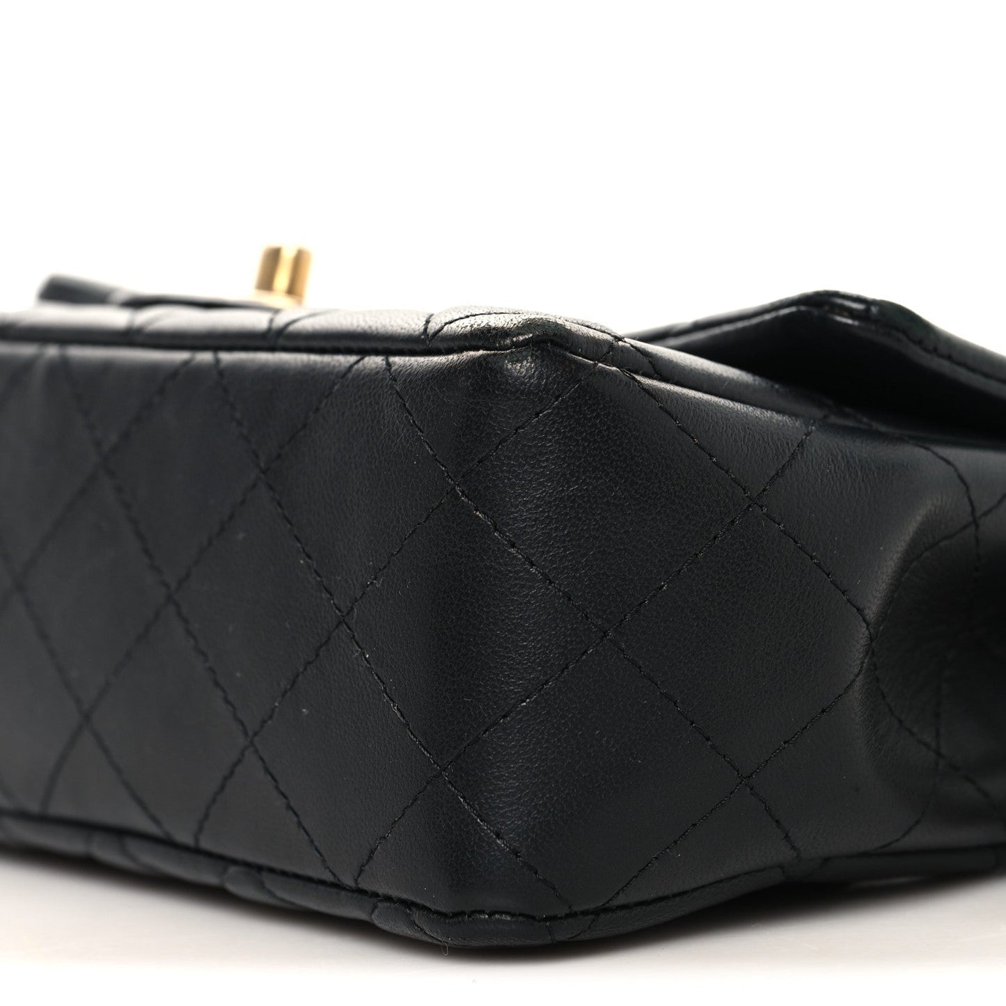 Lambskin Quilted Mini Rectangular Flap Black