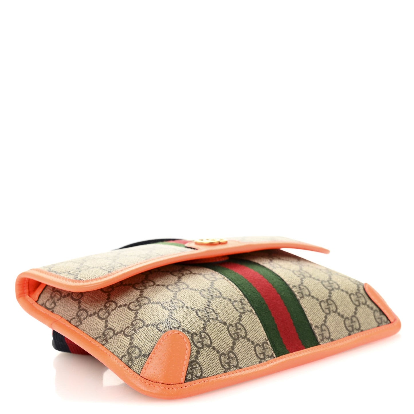 GG Supreme Monogram Web Small Ophidia Belt Bag Beige Ebony Orange Fluo