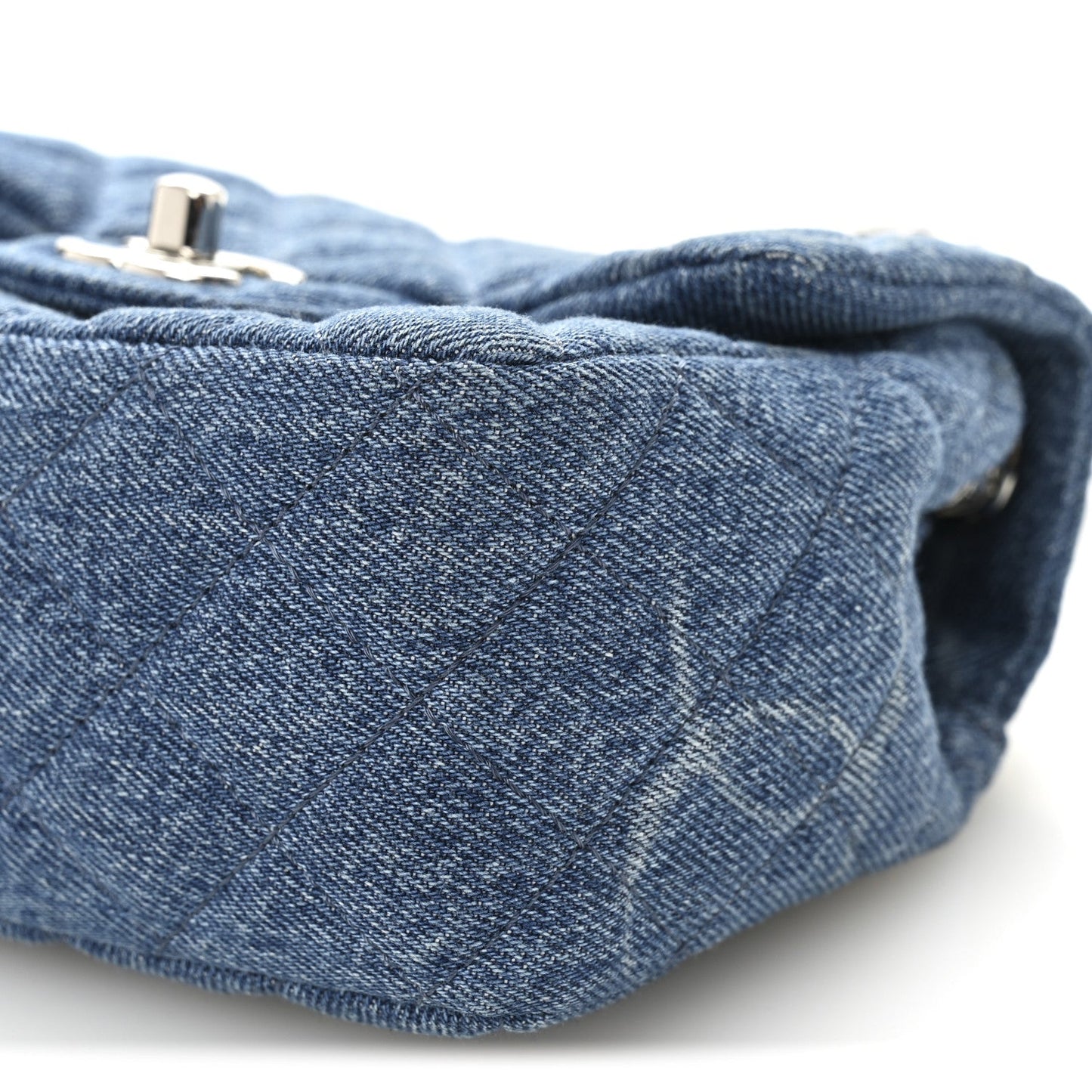 Denim CC Quilted Mini Square Flap Blue