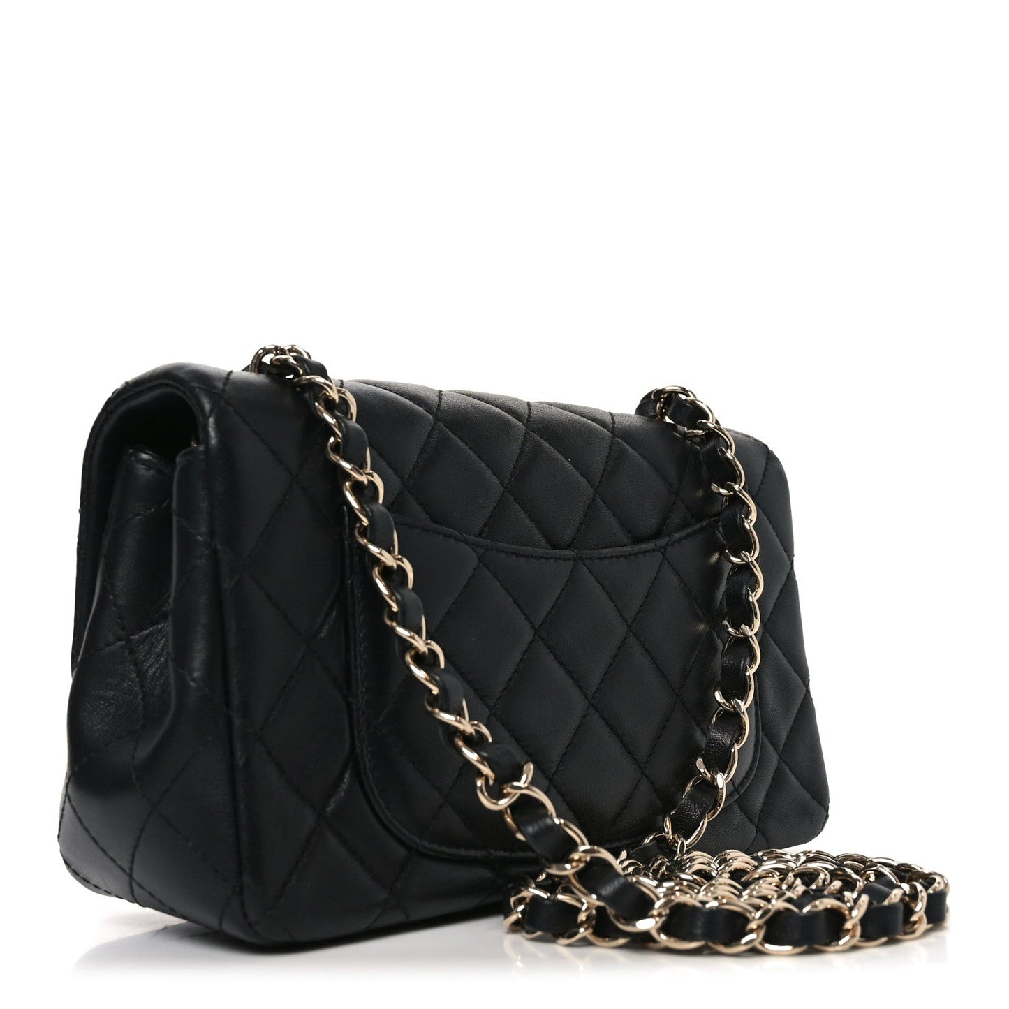 Lambskin Quilted Mini Rectangular Flap Black