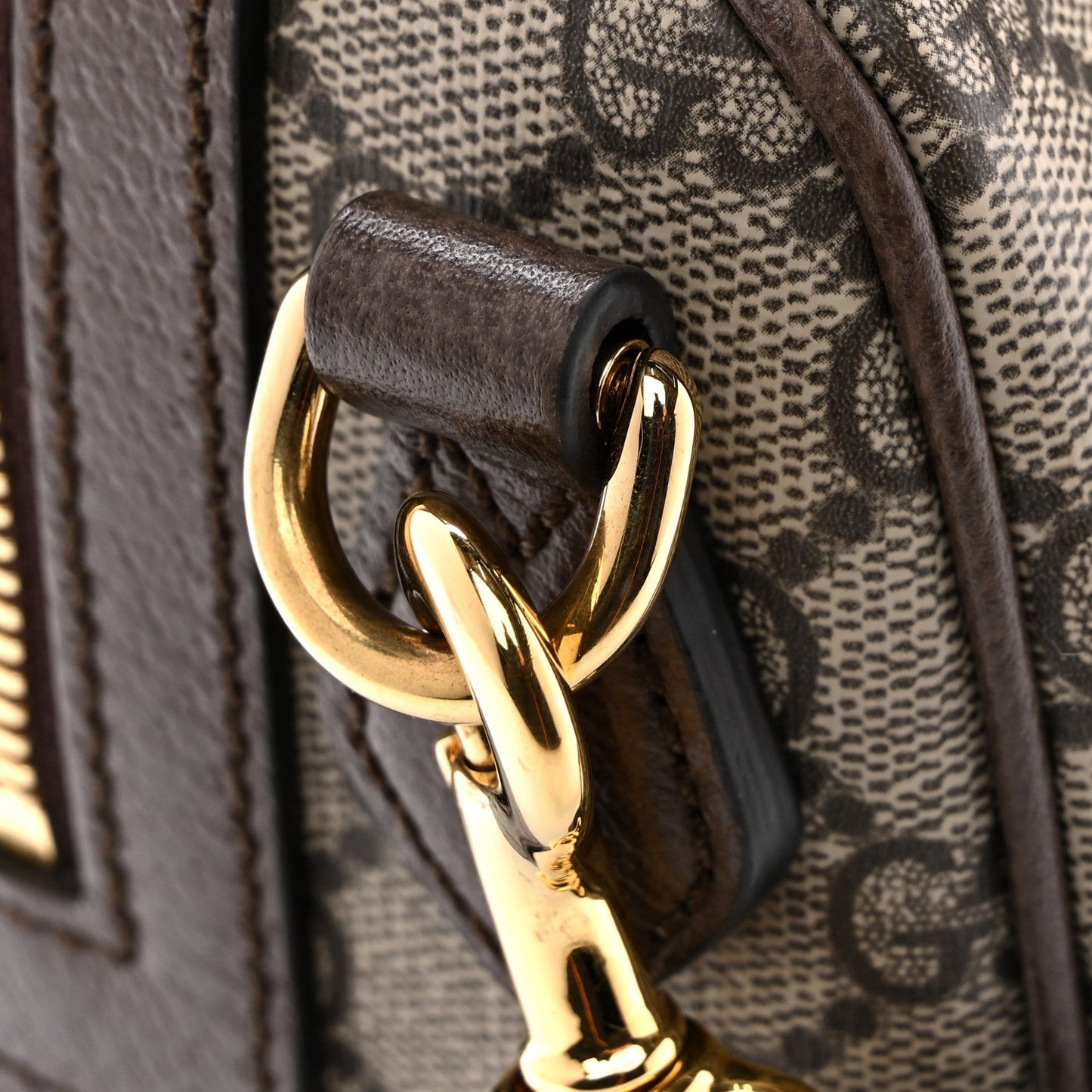 GG Supreme Monogram Web Small Ophidia Top Handle Bag Beige Ebony