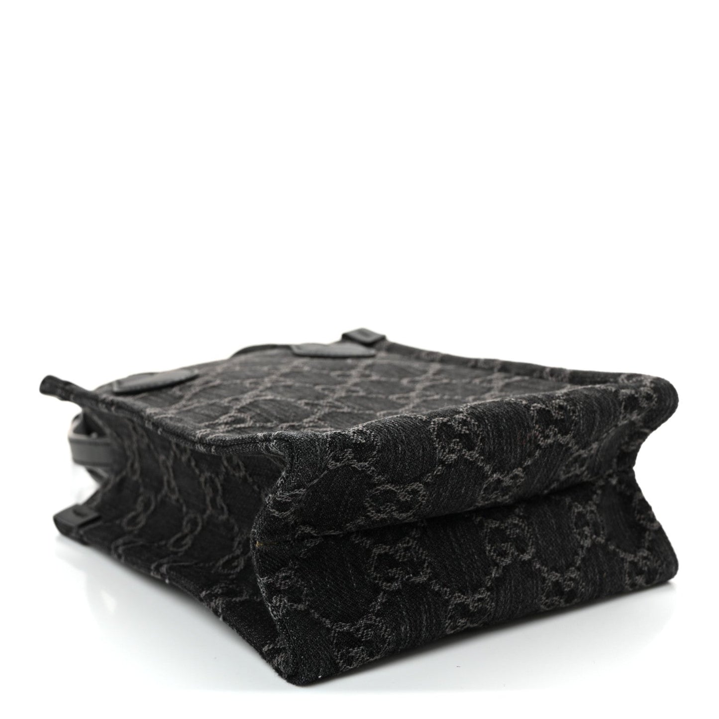 Denim Cuoio Harness GG Monogram Mini Ophidia Tote Bag Black Medium Grey