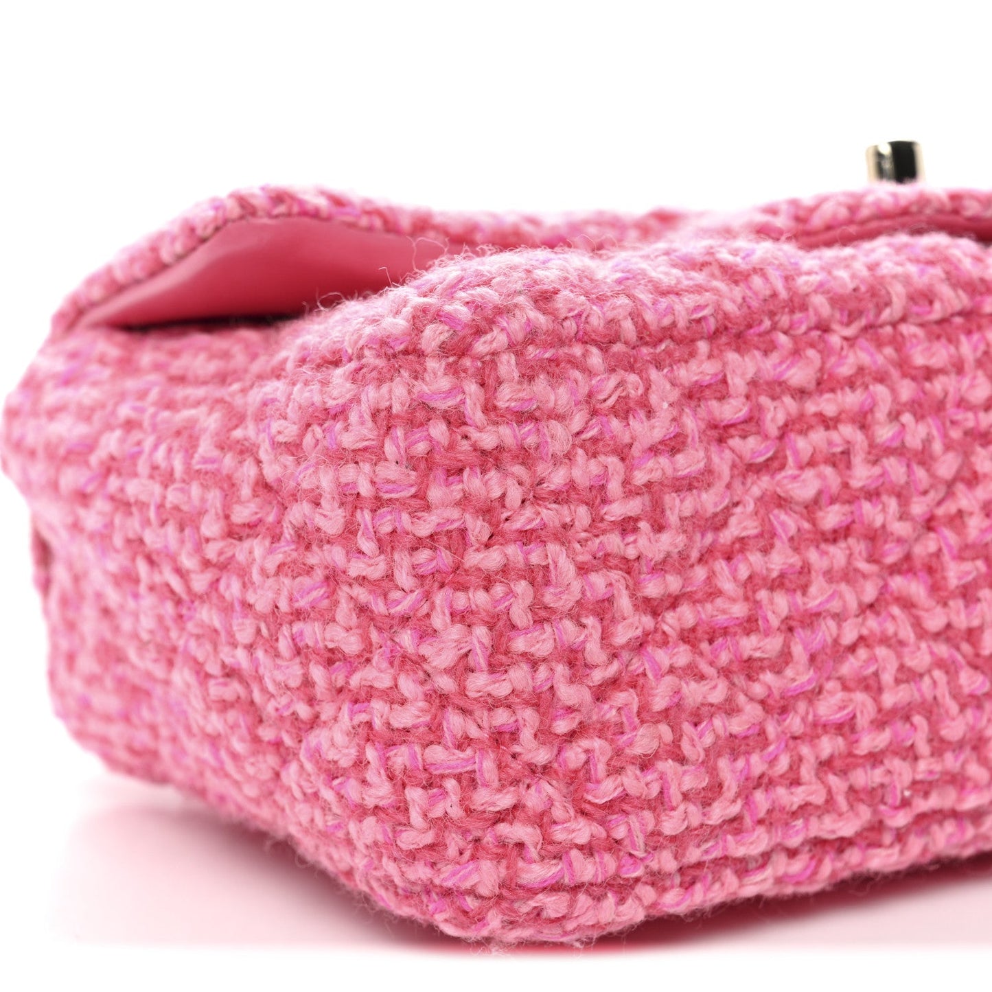 Wool Tweed Quilted Mini Rectangular Flap Dark Pink Fuchsia