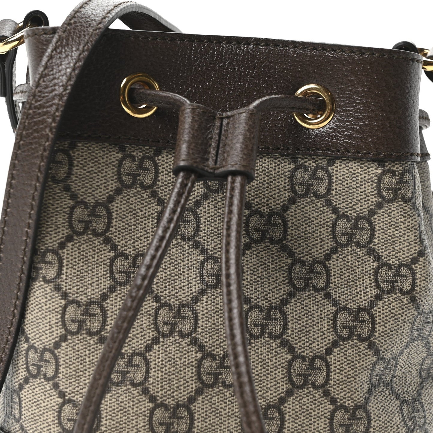 GG Supreme Monogram Web Mini Ophidia Bucket Bag Brown