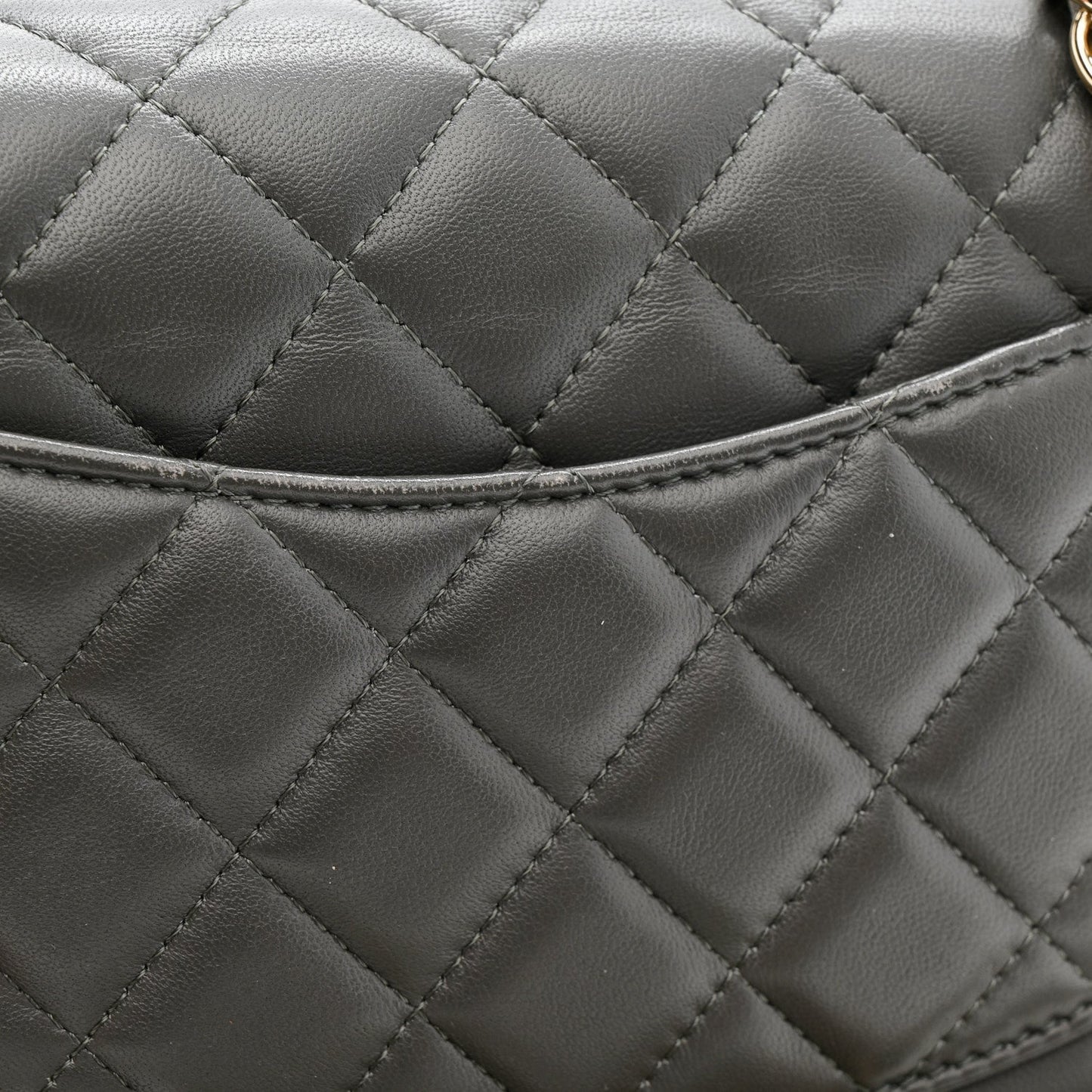 Lambskin Quilted Mini Rectangular Flap Dark Grey