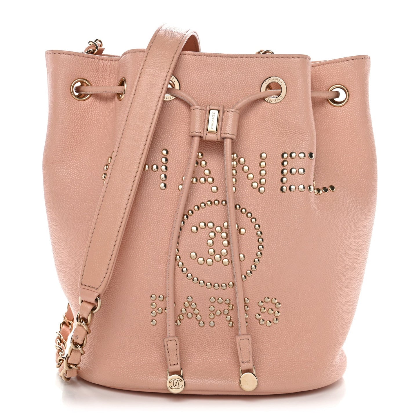 Caviar Deauville Drawstring Bucket Bag Light Pink