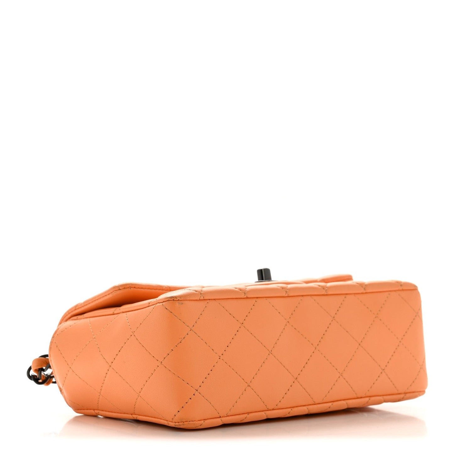 Lambskin Quilted Mini Rectangular Flap Orange