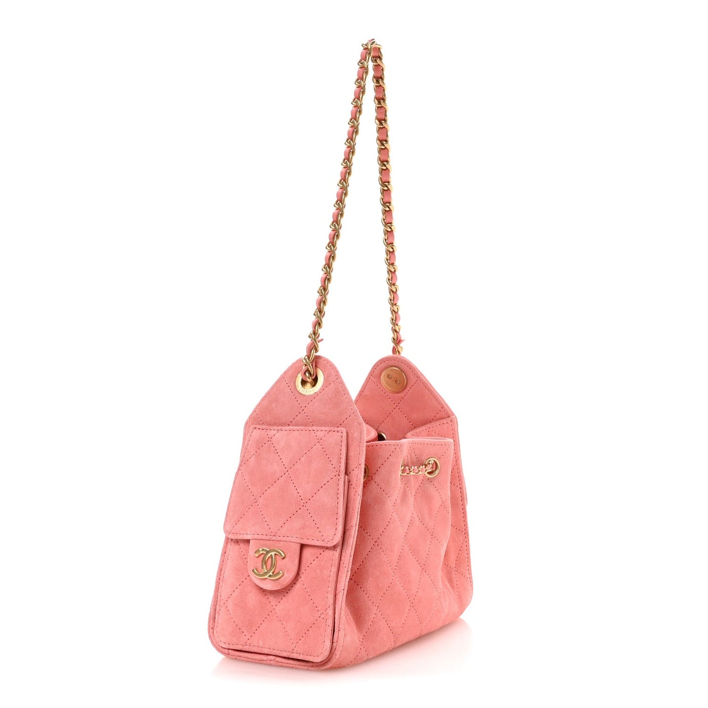 Suede Quilted Mini Chanel 25 Handbag Pink