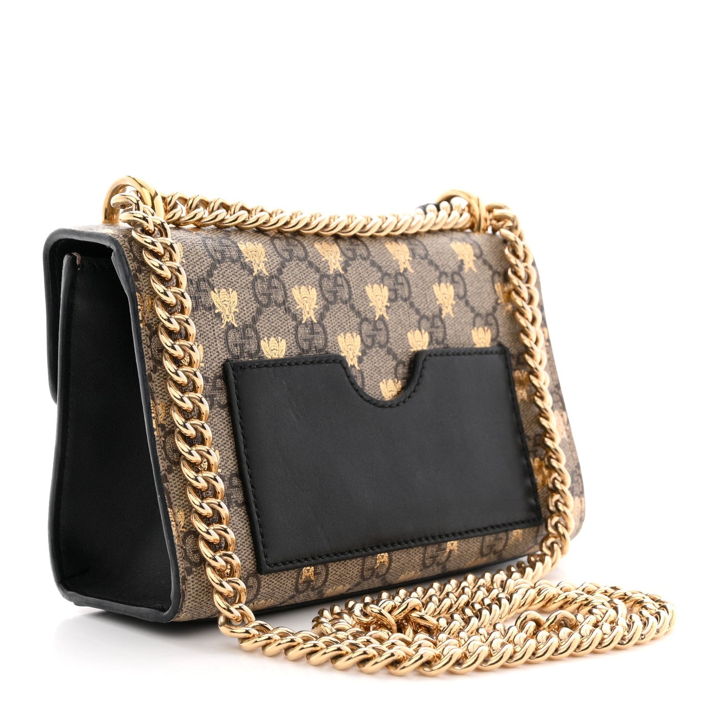 GG Supreme Monogram Bees Small Padlock Shoulder Bag Black