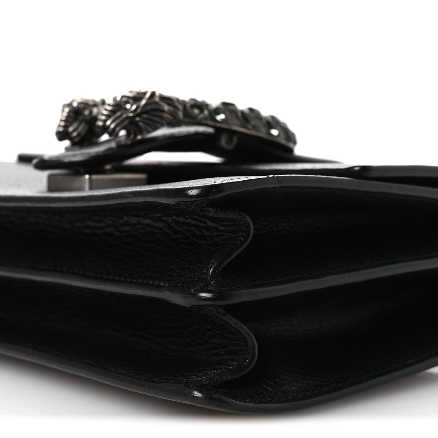 Dollar Calfskin Crystal Web Mini Dionysus Bamboo Top Handle Bag Black Black Diamond