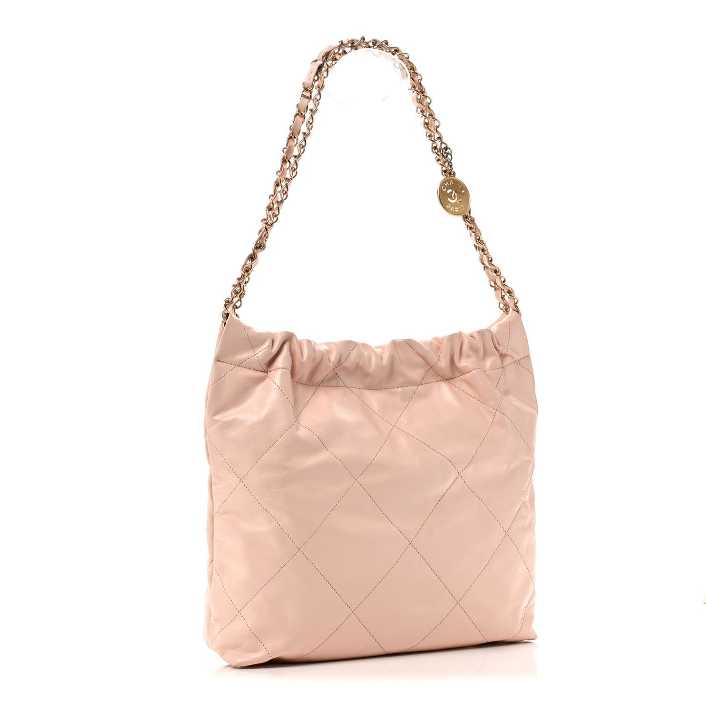 Shiny Calfskin Quilted Small Chanel 22 Light Pink
