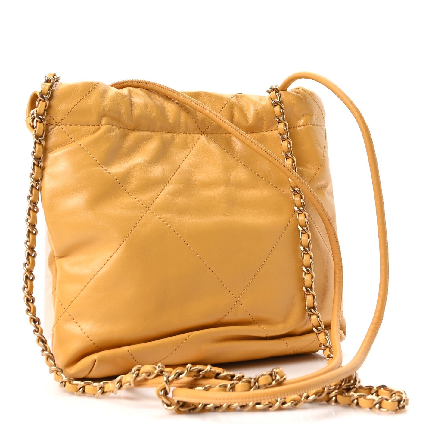 Shiny Calfskin Quilted Mini Chanel 22 Yellow