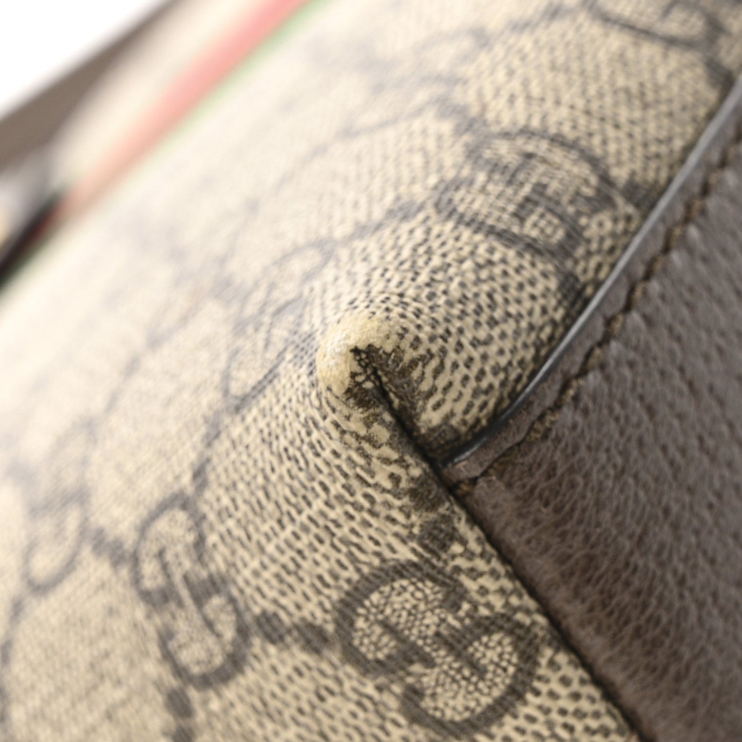 GG Supreme Monogram Textured Dollar Calfskin Web Small Ophidia Dome Shoulder Bag Beige Ebony New Acero