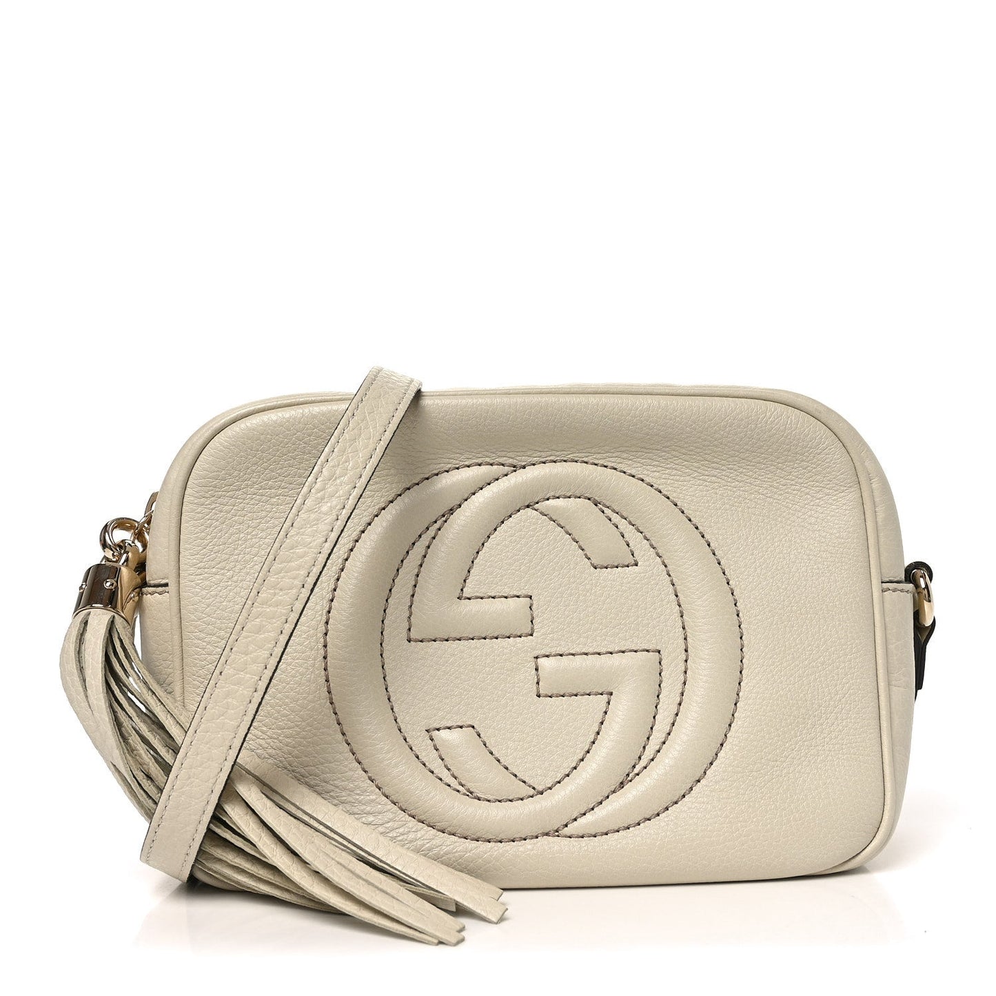 Pebbled Calfskin Small Soho Disco Bag Off White