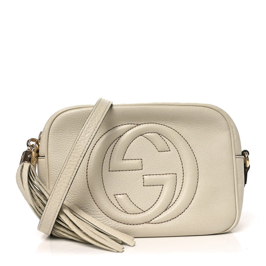 Pebbled Calfskin Small Soho Disco Bag Off White