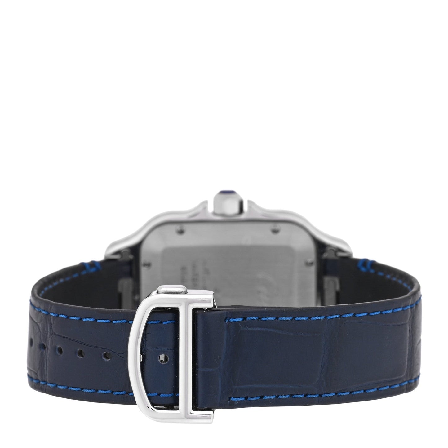 Stainless Steel Alligator 39.8mm Santos De Cartier Automatic Watch Blue