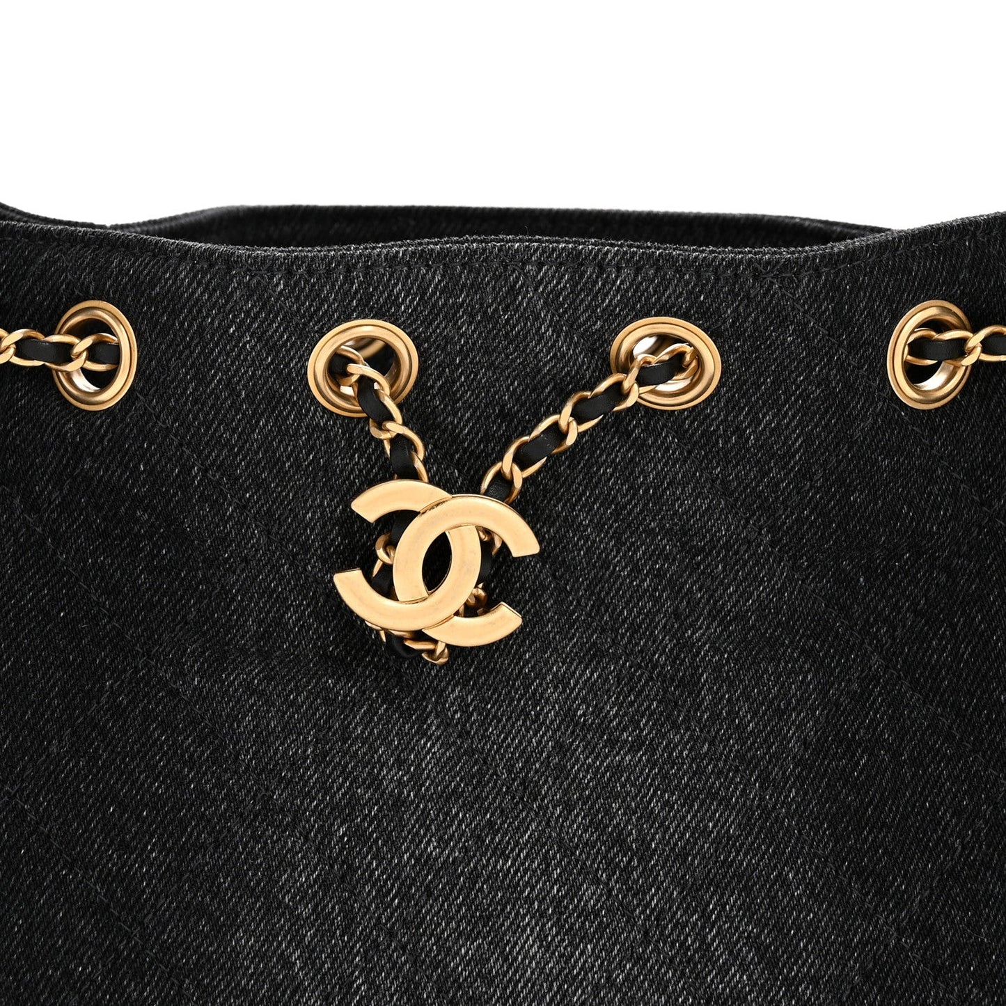 Washed Denim Quilted Mini Chanel 25 Handbag Black