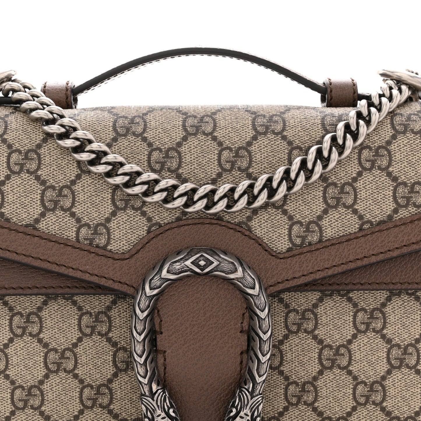 GG Supreme Monogram Textured Dollar Calfskin Top Handle Dionysus Shoulder Bag Beige Ebony New Acero