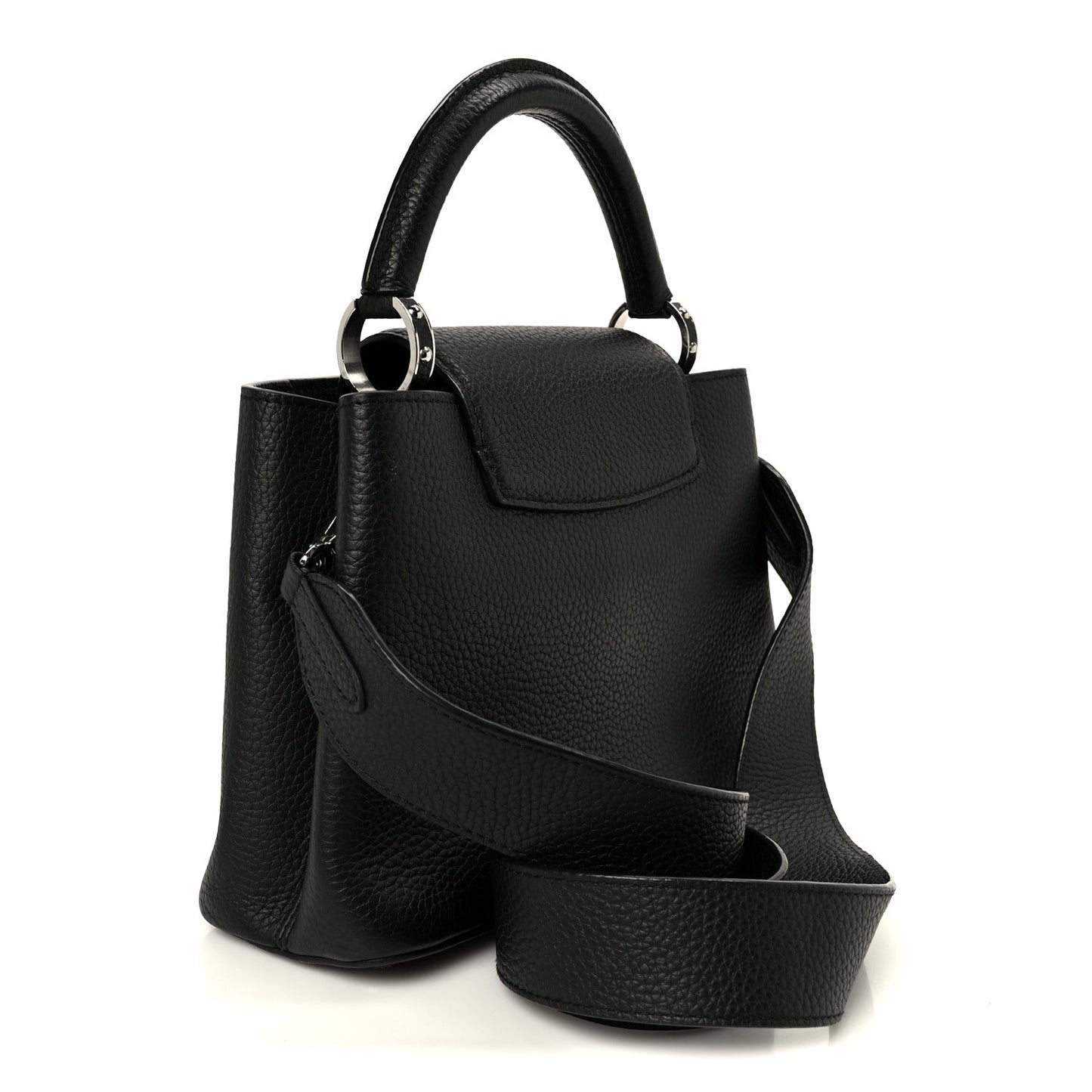 LV X YK Taurillon Inlaid Kusama Flowers Capucines BB Black