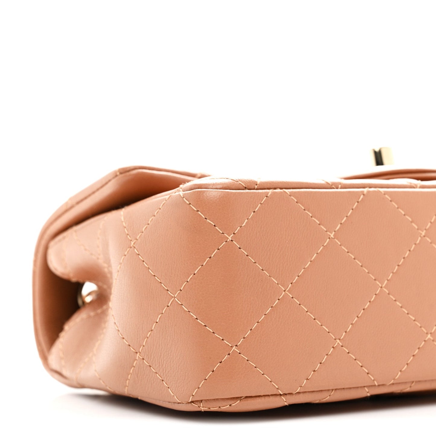 Lambskin Quilted Mini Rectangular Flap Brown