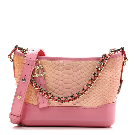 Snakeskin Small Gabrielle Hobo Pink