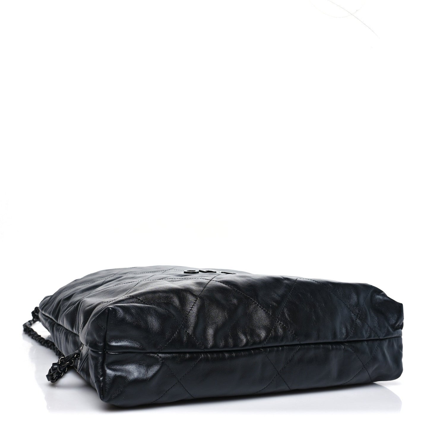 Shiny Calfskin Quilted Chanel 22 Backpack So Black
