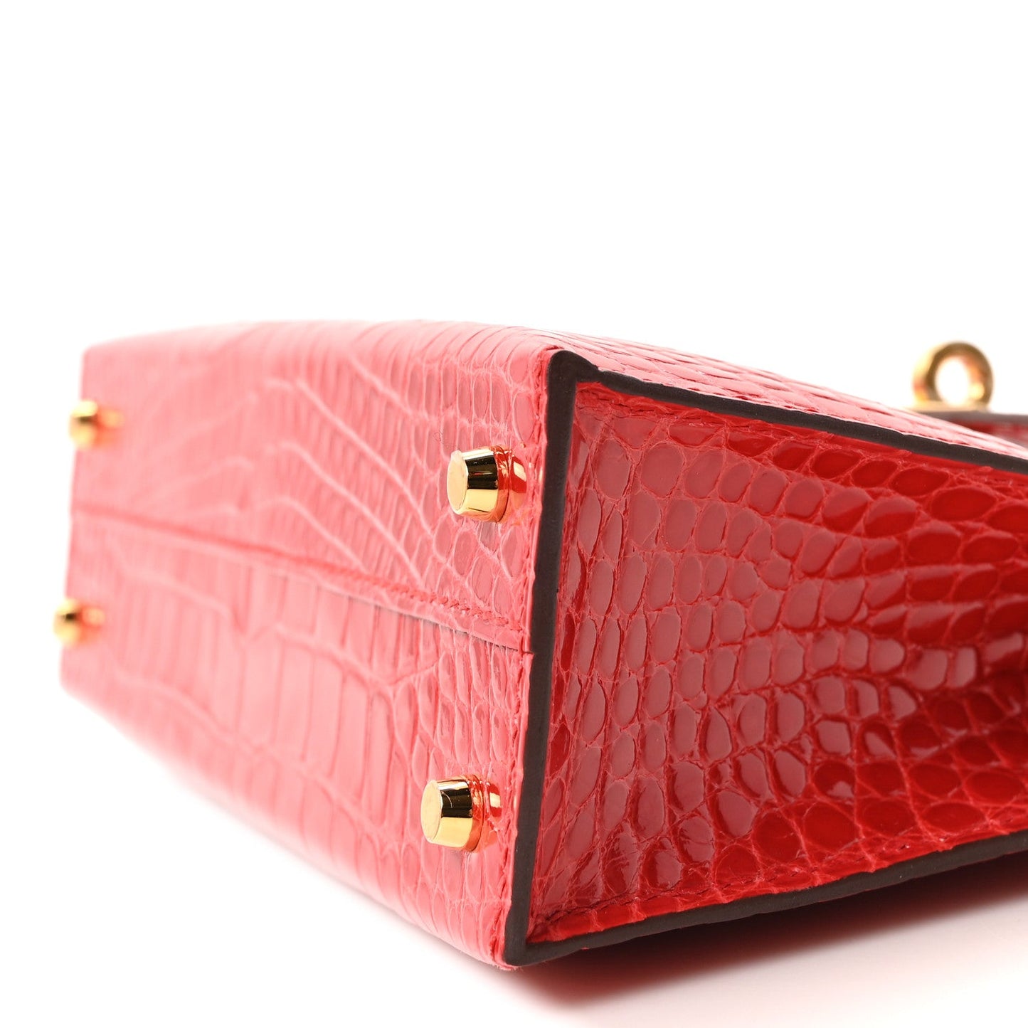 Shiny Alligator Horseshoe Mini Kelly Sellier 20 Rouge de Coeur Rose Mexico