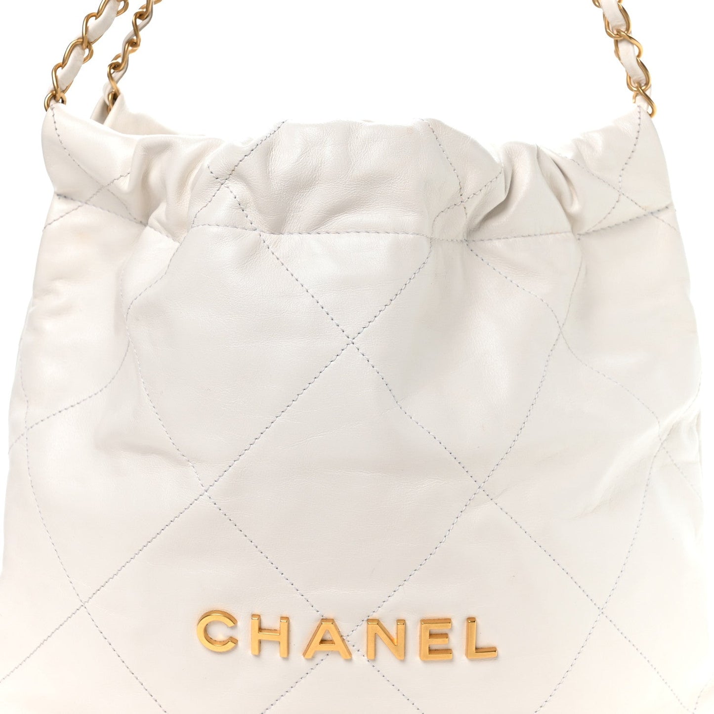 Shiny Calfskin Quilted Small Chanel 22 White