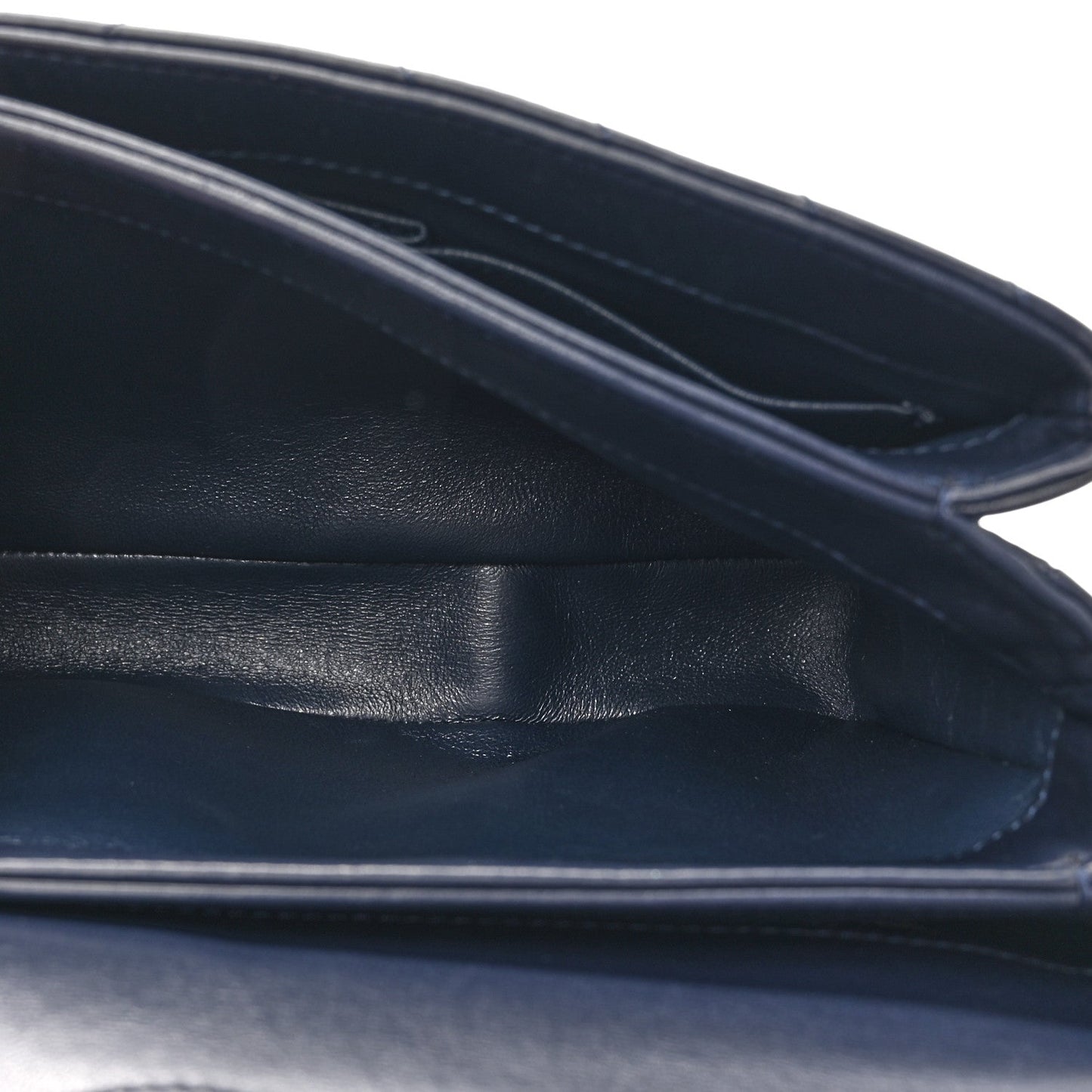 Lambskin Chevron Quilted Small Trendy CC Flap Dual Handle Bag Navy