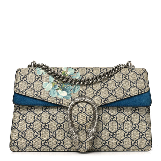 GG Supreme Monogram Blooms Small Dionysus Shoulder Bag Beige Navy Vintage Blue