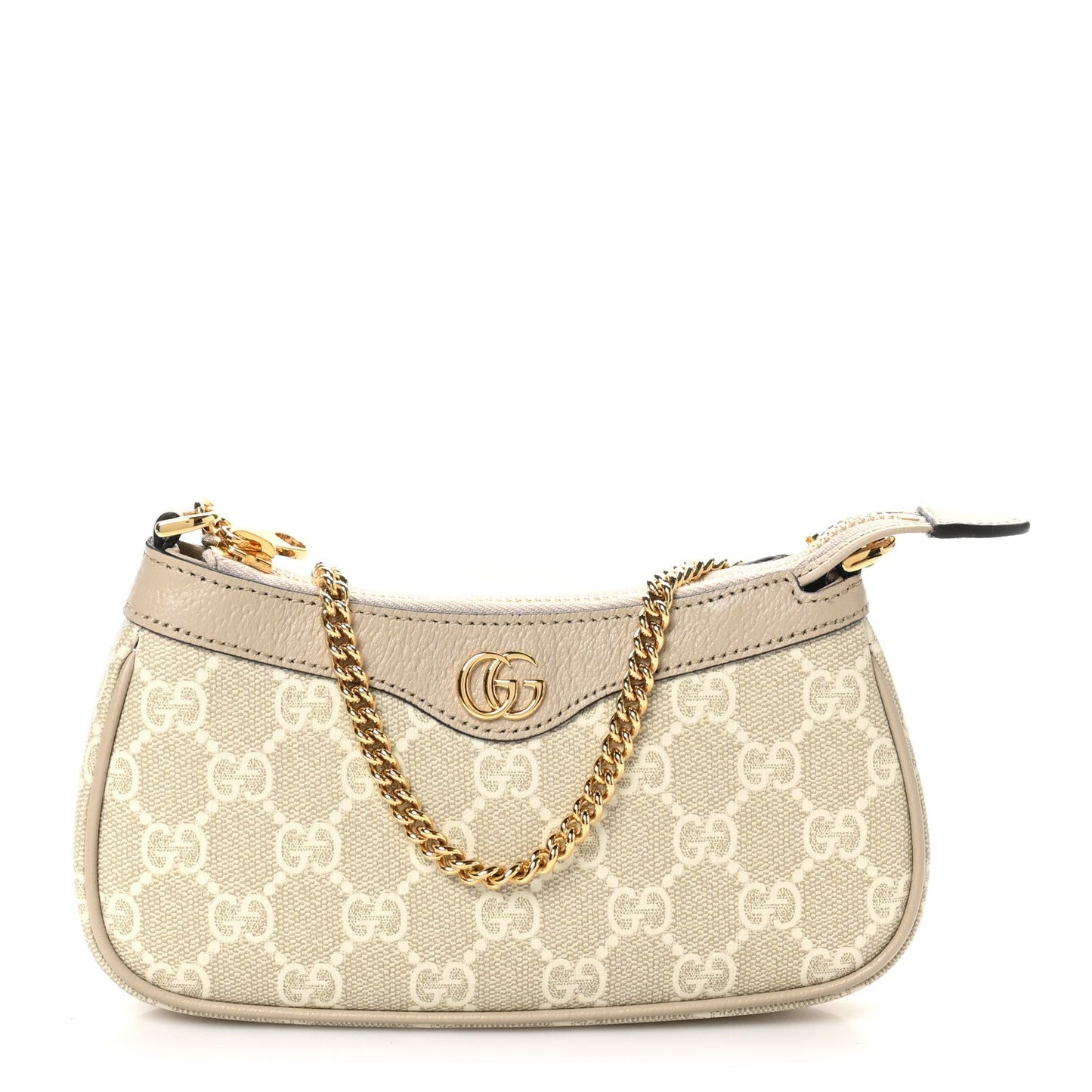GG Supreme Monogram Textured Dollar Calfskin Web Mini Ophidia GG Handbag Beige Mystic White Oatmeal