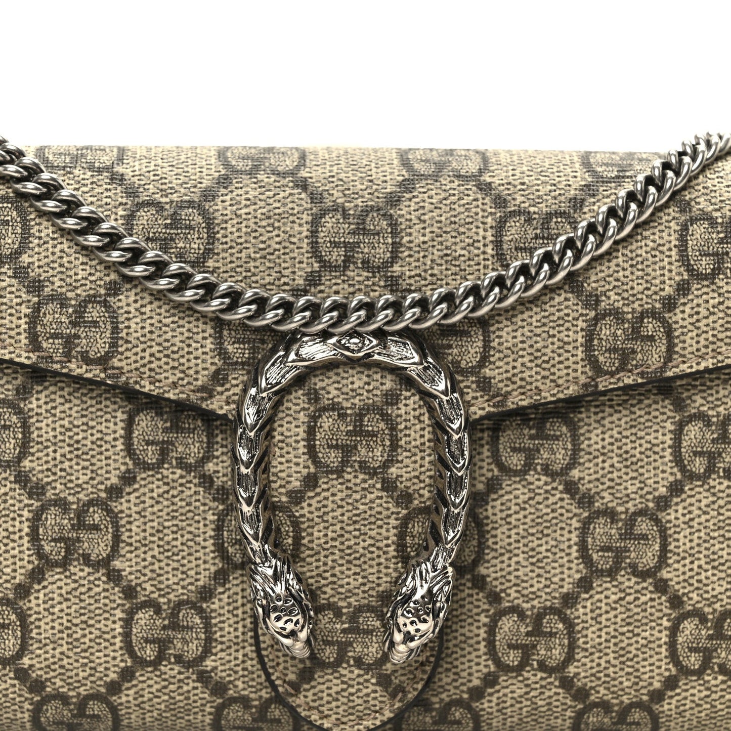 GG Supreme Monogram Dionysus Chain Clutch Wallet Beige Taupe