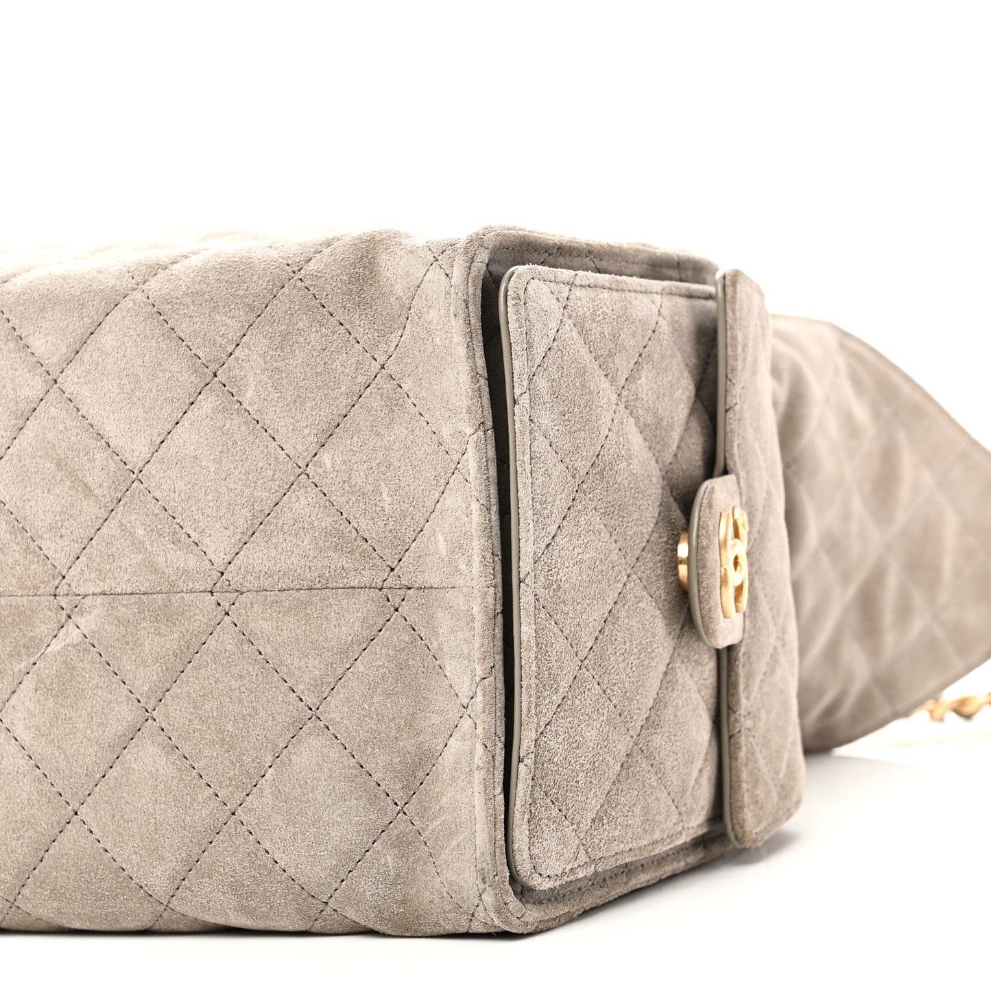 Suede Quilted Medium Chanel 25 Handbag Grey