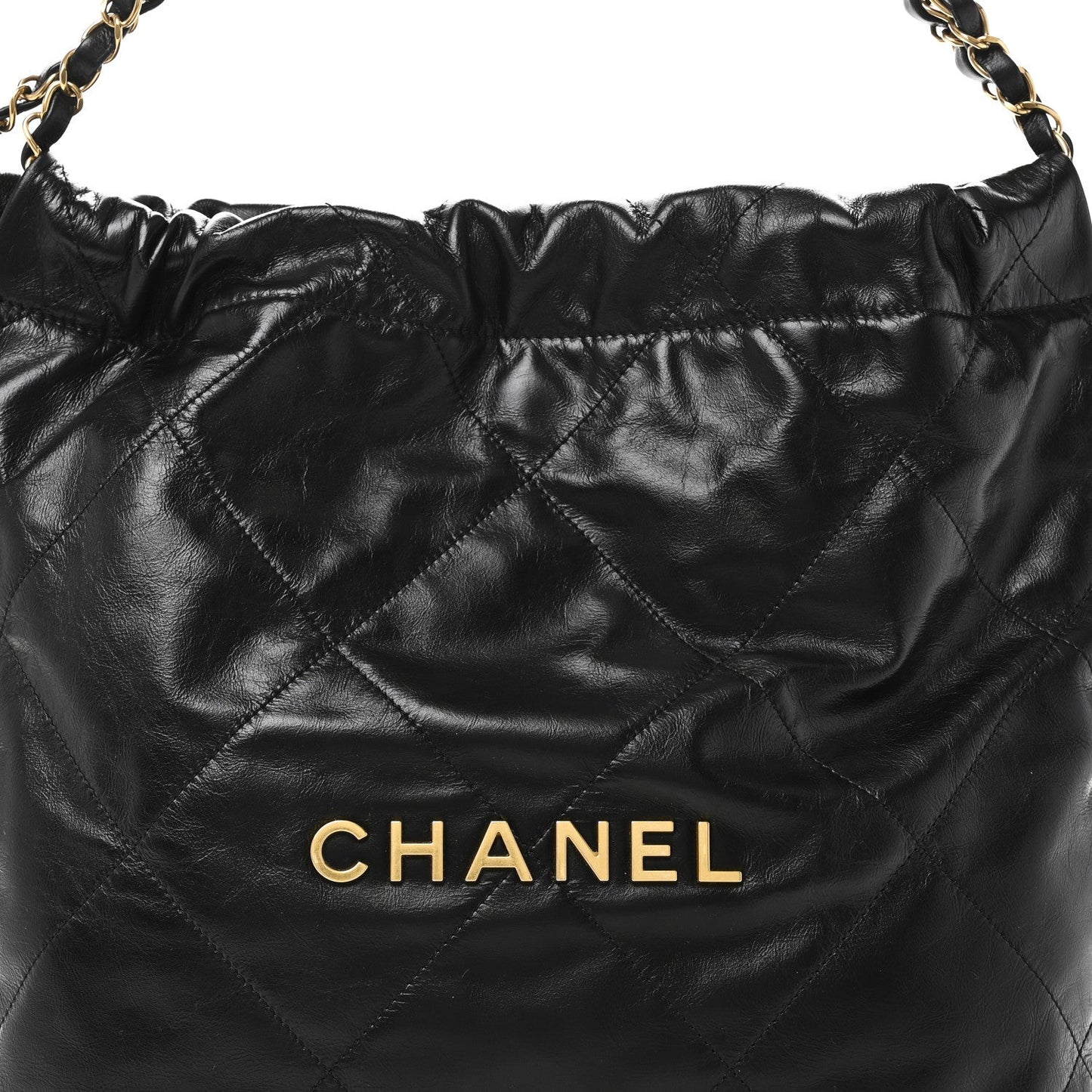 Shiny Calfskin Quilted Small Chanel 22 Black