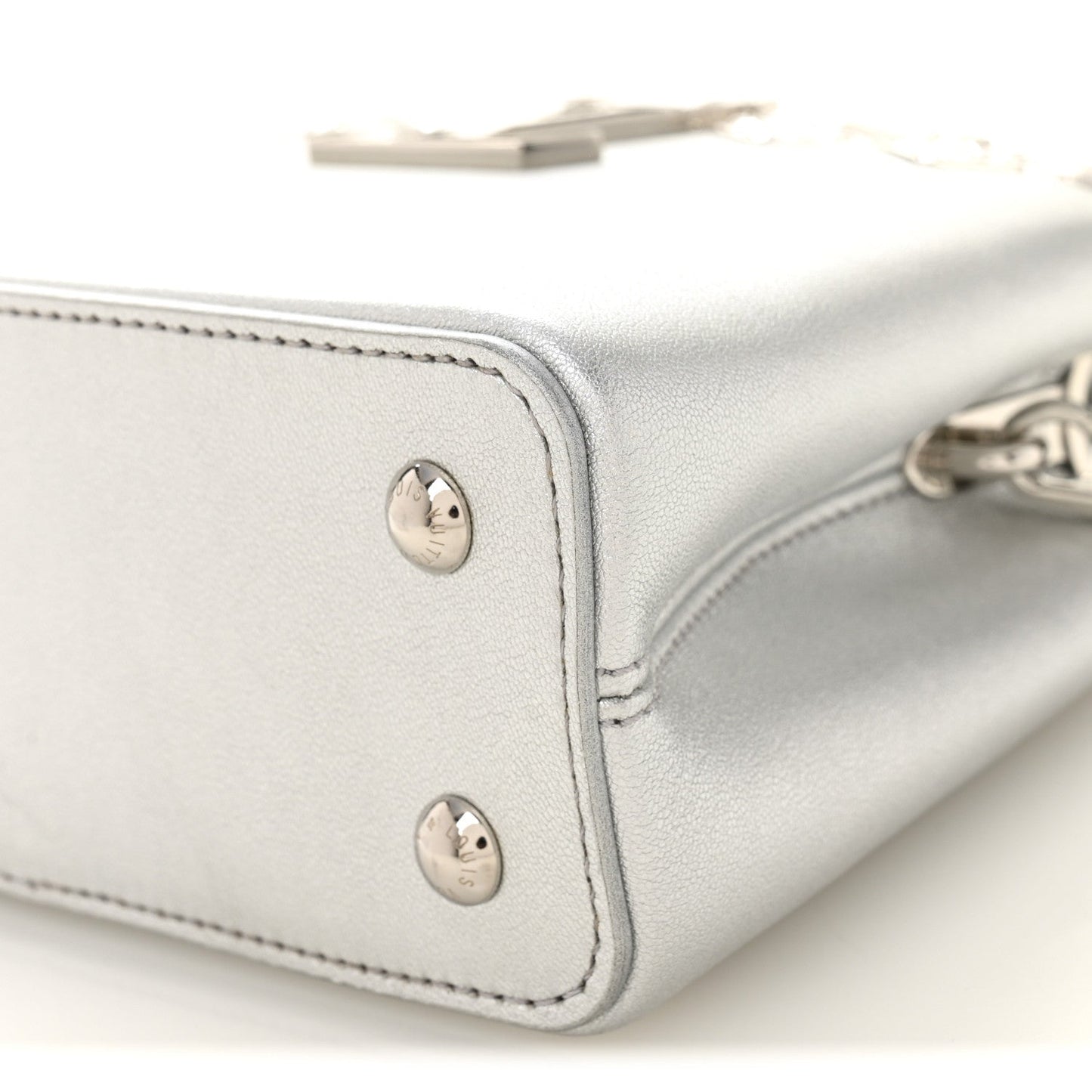 Lambskin Strass Mini Capucines  Silver