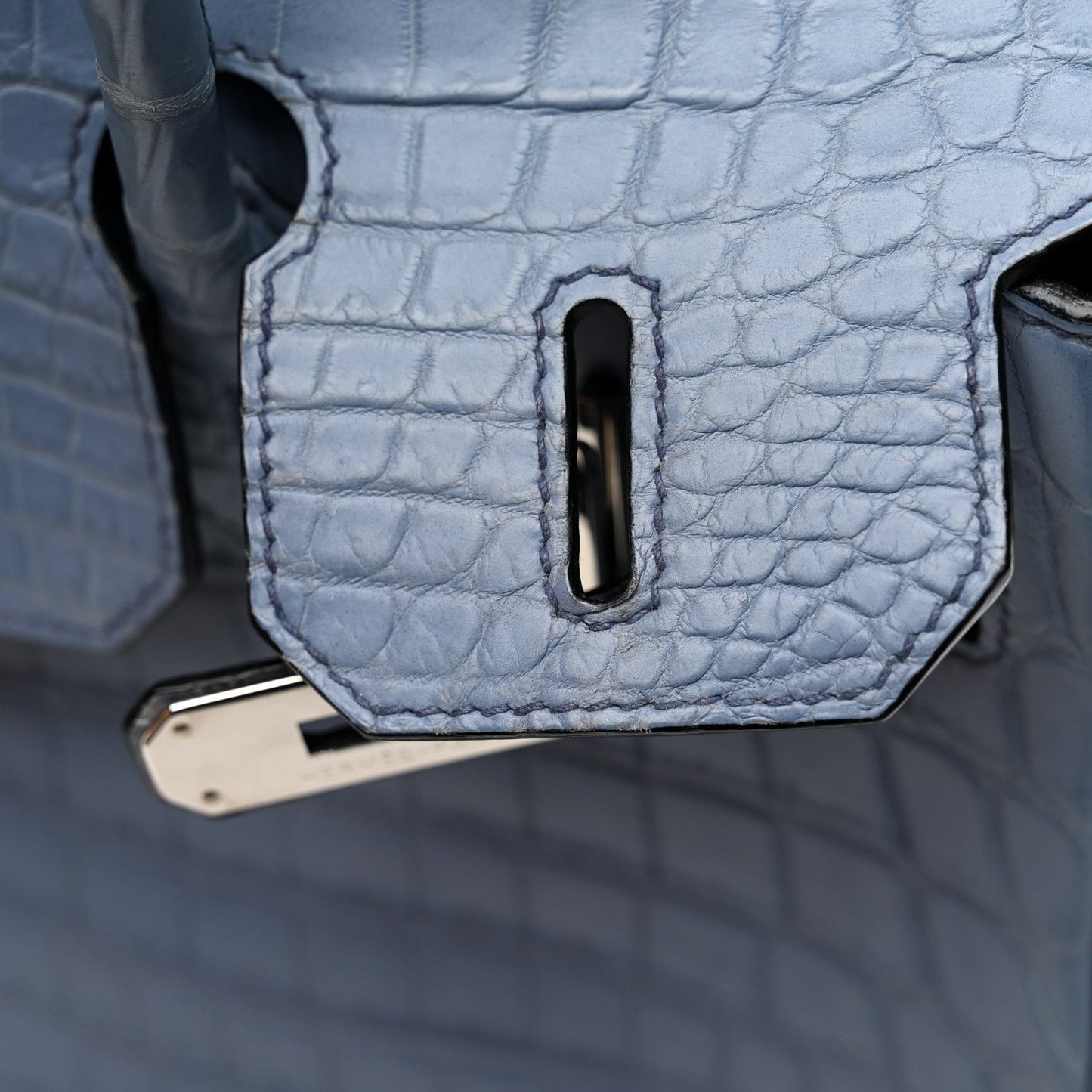 Matte Porosus Crocodile Birkin 30 Bleu Brighton