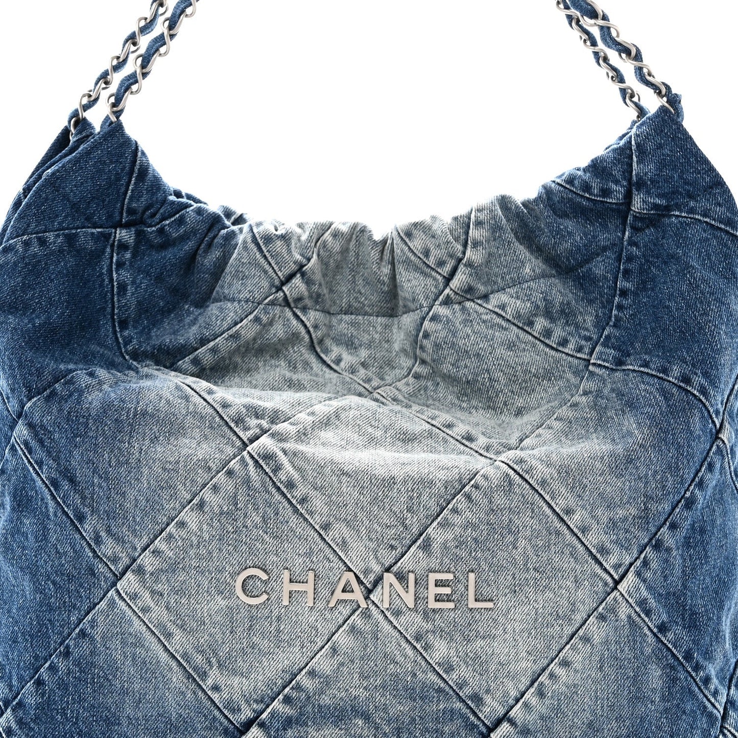 Denim Quilted Chanel 22 Blue