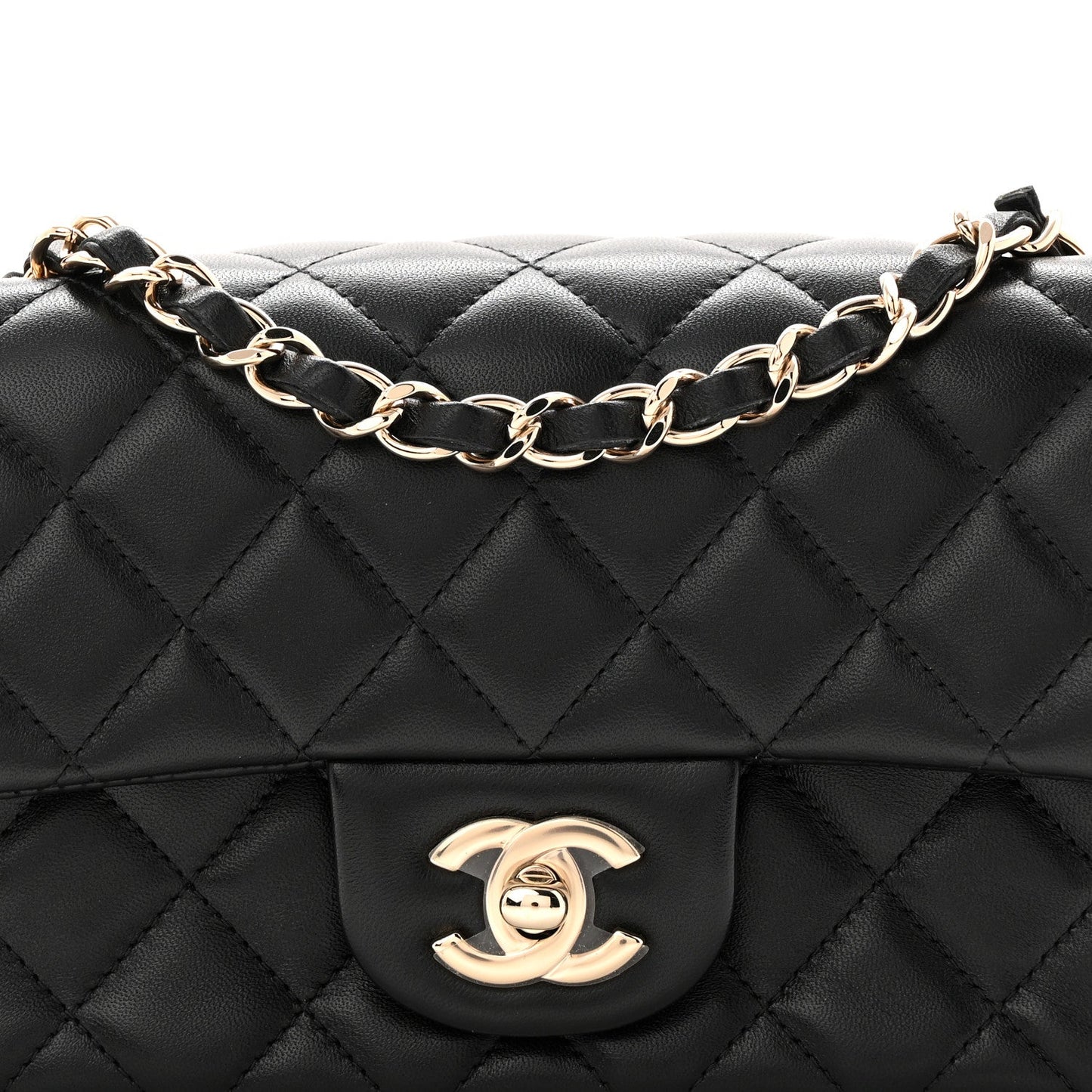 Lambskin Quilted Mini Rectangular Flap Black
