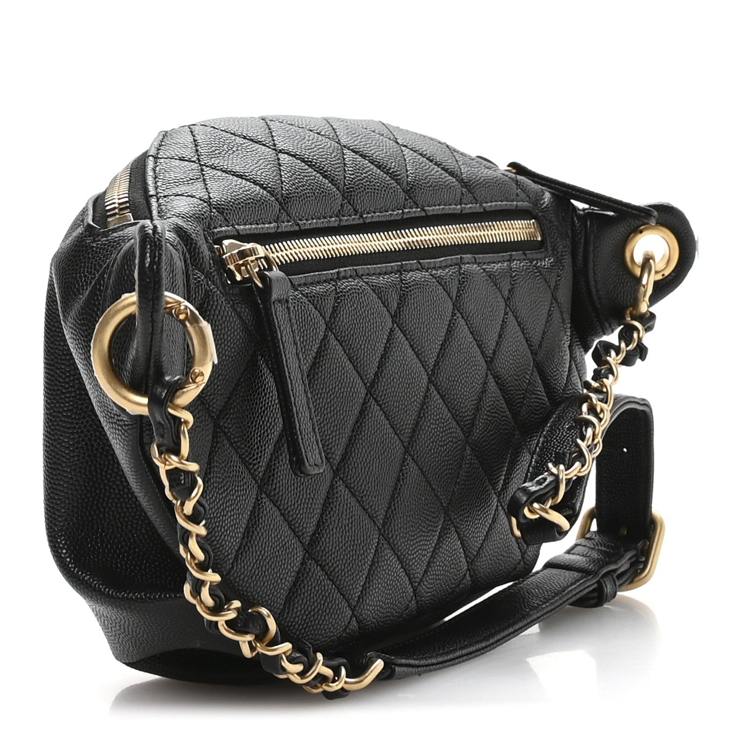 Caviar Quilted Filigree Waist Bag Black