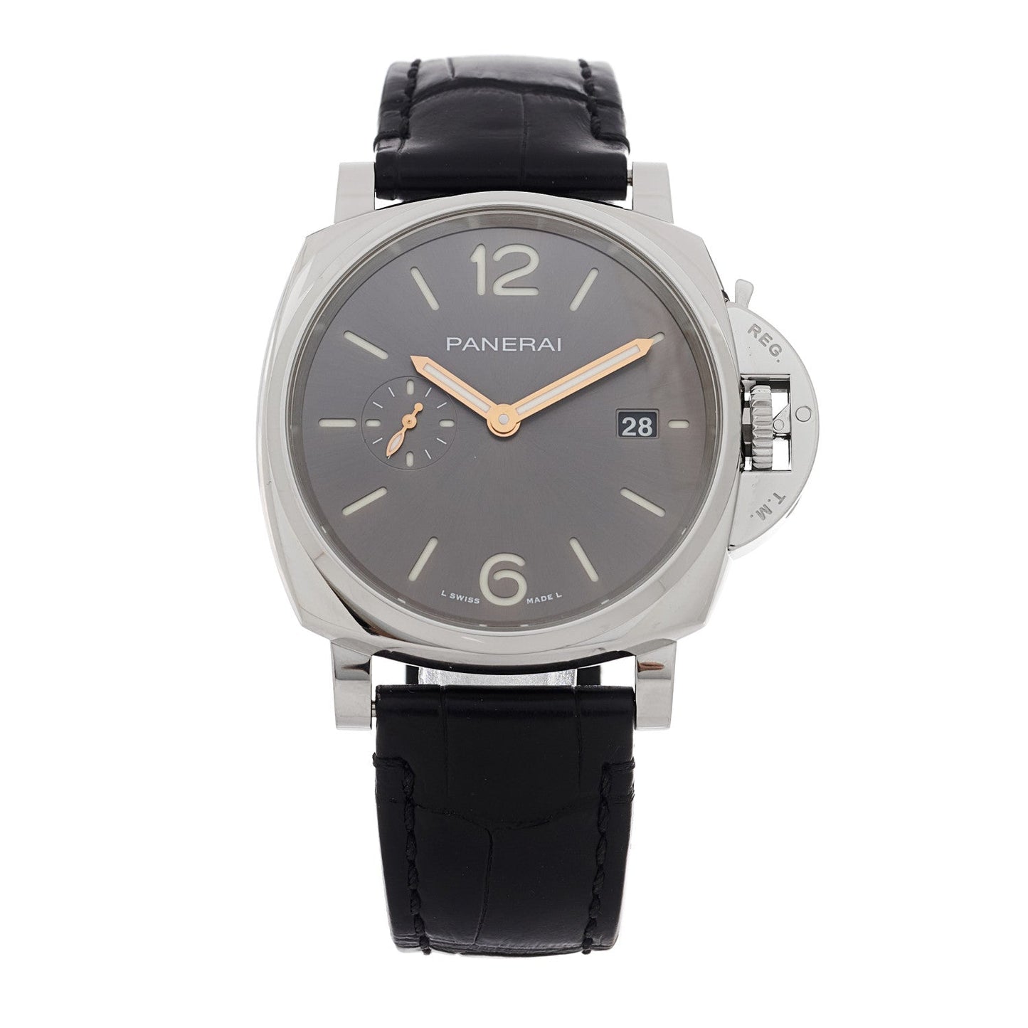 Stainless Steel Alligator 42mm Luminor Due Automatic Watch Grey PAM01250