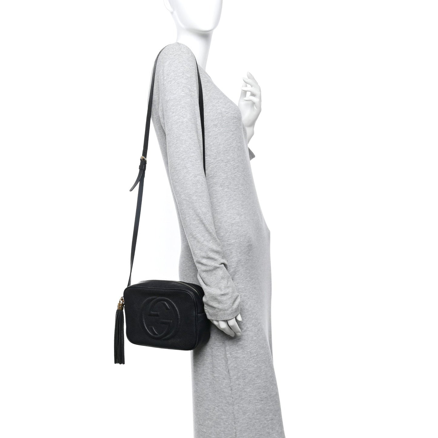 Pebbled Calfskin Small Soho Disco Bag Black