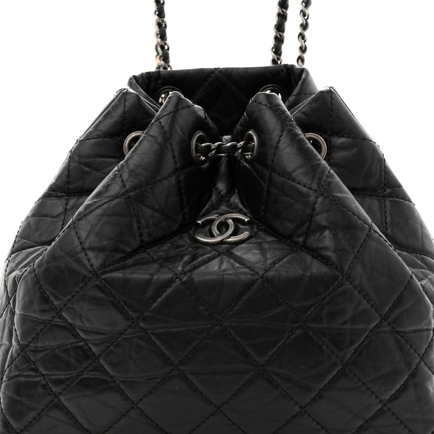 Aged Calfskin Quilted Small Gabrielle Backpack Black