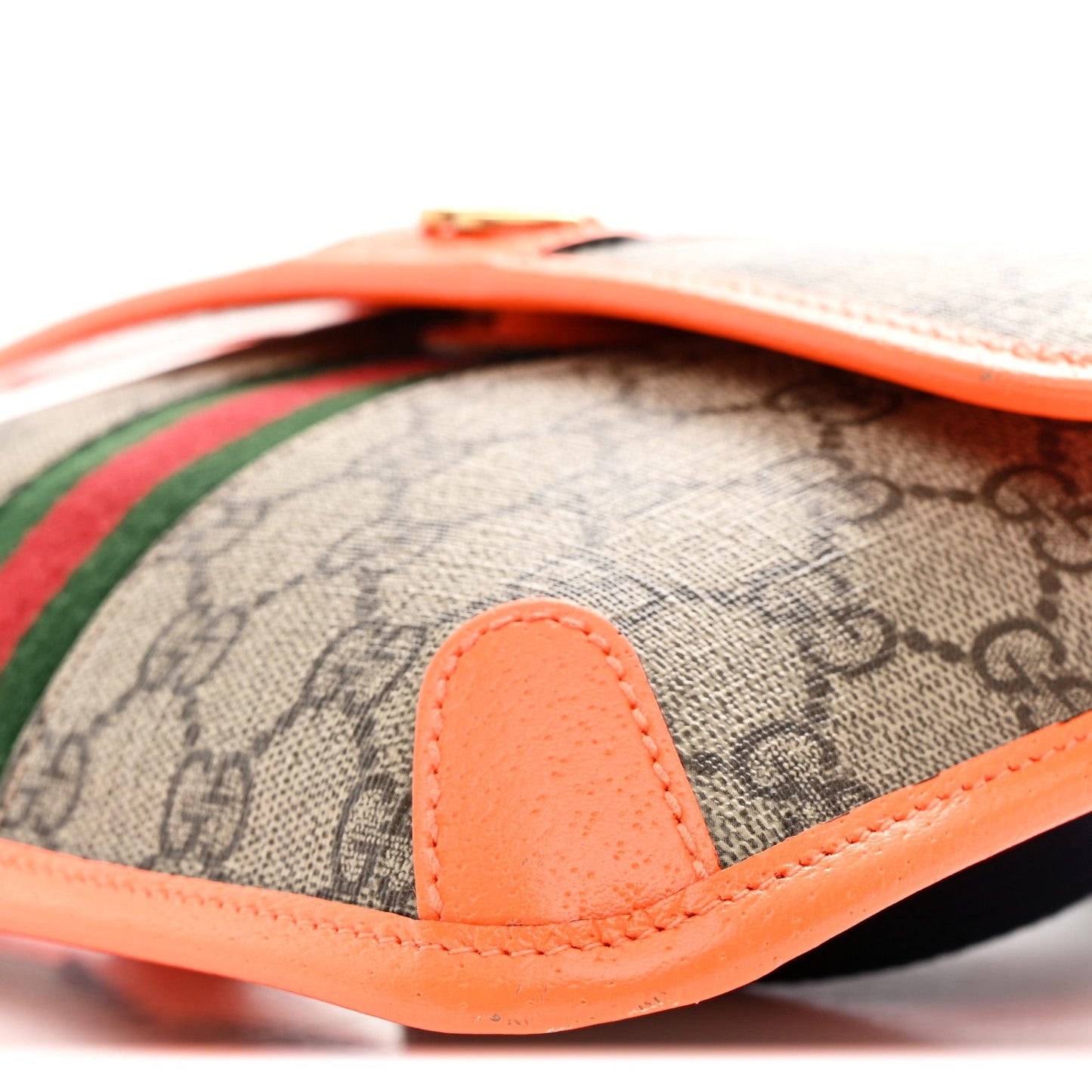 GG Supreme Monogram Web Small Ophidia Belt Bag Beige Ebony Orange Fluo