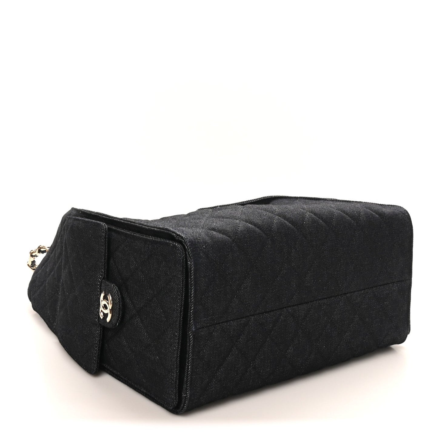 Denim Quilted Medium Chanel 25 Handbag Dark Blue