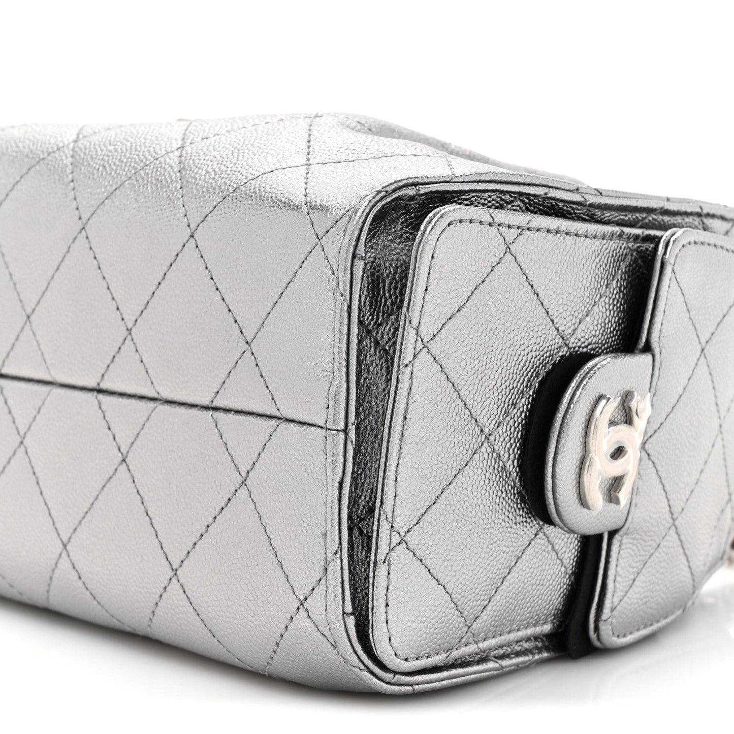 Metallic Caviar Quilted Mini Chanel 25 Handbag Anthracite